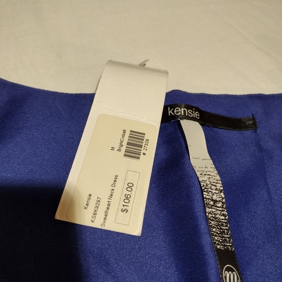 Kensie Cobalt Blue and White Sweetheart Neck Line Midi Dress - Picture 16 of 16